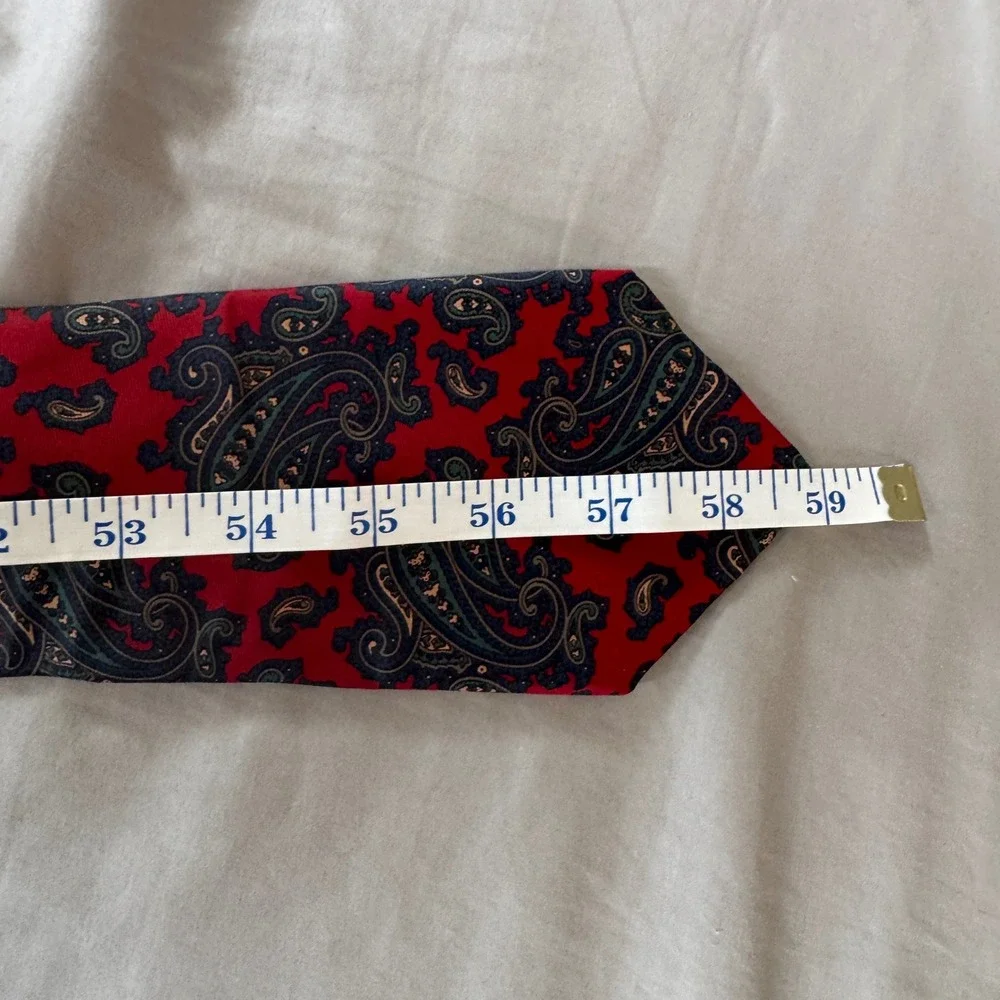 Christian Dior‎ Monsieur Tie Paisley Silk Red Navy Blue Vintage Designer Italy